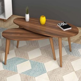 Βοηθητικά τραπεζάκια Elips Megapap χρώμα καρυδί 116x46x46εκ.
