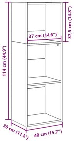 Βιβλιοθήκη Γκρι Σκυροδέματος 40x30x114 εκ. Επεξεργ. Ξύλο - Γκρι