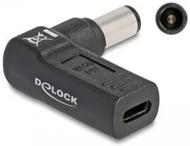 DELOCK αντάπτορας τροφοδοσίας 60008, USB-C σε Dell 7.4x5mm, 90°, μαύρος