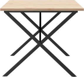 vidaXL Τραπέζι Τραπεζαρίας Πλαίσιο Χ Μασίφ Πεύκο/Ατσάλι