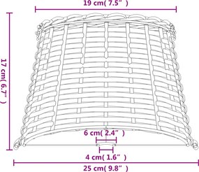 vidaXL Καπέλο Φωτιστικού Λευκό Ø25x17 εκ. από Wicker
