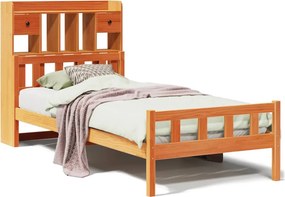 vidaXL Κρεβάτι Βιβλιοθήκη Χωρίς Στρώμα 75x190 εκ Μασίφ Ξύλο Πεύκου