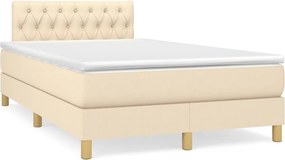 vidaXL Κρεβάτι Boxspring με Στρώμα Κρεμ 120x200 εκ. Υφασμάτινο