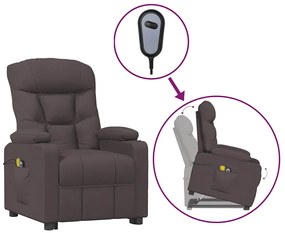 vidaXL Πολυθρόνα Μασάζ με Ανύψωση Σκούρο Καφέ Υφασμάτινη