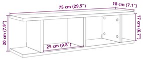 Ραφιέρες Τοίχου 2 τεμ. Αρτισιανή Δρυς 75x18x20εκ. Επεξεργ. Ξύλο - Καφέ