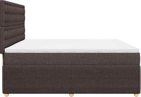 vidaXL Κρεβάτι Boxspring με Στρώμα Σκούρο Καφέ 200x200 εκ. Υφασμάτινο