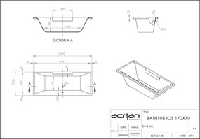 Acrilan Ios - Ακρυλική Μπανιέρα 170x70 εκ - Ακρυλικό
