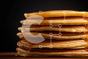 Intra Συλλεκτικό Ξύλινο Παζλ Plywood 4mm - Στοίβα από τηγανίτες με σιρόπι σφενδάμου και μπέικον Σε Ξύλινο Κουτί - Διαστάσεις: 10x10 cm – 25 κομμάτια