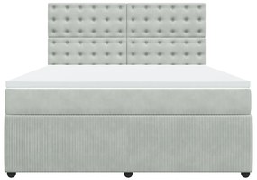 vidaXL Κρεβάτι Boxspring με Στρώμα Ανοιχτό Γκρι 180x200 εκ. Βελούδινο