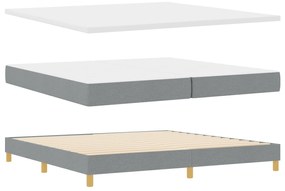 vidaXL Box Spring Bed με Στρώμα Ανοιχτό Γκρι 200x200 cm Ύφασμα