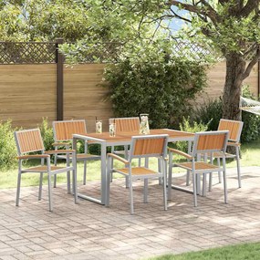 vidaXL Σέτ φαγητού για κήπο 7 pcs Γκρι και καφέ 140 x 80 x 75 cm