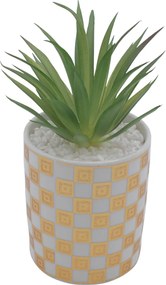 Τεχνητό Φυτό σε Κεραμικό Μοντέρνο Γλαστράκι 7.5x16cm - Άσπρο