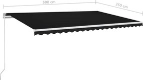 vidaXL Τέντα Συρόμενη Χειροκίνητη Ανθρακί 500x350 εκ.
