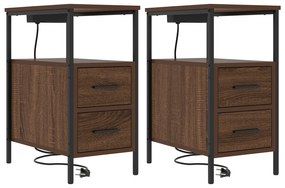 vidaXL Κουτιά Κρεβατοκάμαρας 2 pcs Καφέ δρυς 30 x 48 x 61 εκ