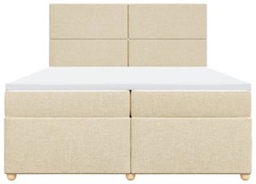 Κρεβάτι Boxspring με Στρώμα Κρεμ 200x200 εκ. Υφασμάτινο - Κρεμ