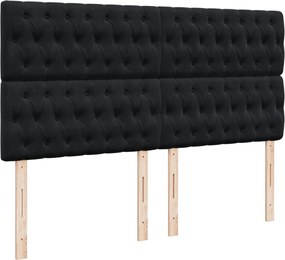 vidaXL Κρεβάτι Boxspring με Στρώμα Μαύρο 200x200 εκ. Βελούδινο