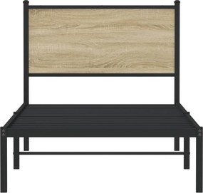 vidaXL Σκελετός Κρεβ. Χωρίς Στρώμα Sonoma Δρυς 75x190 εκ. Μεταλλικό
