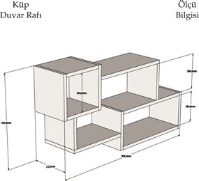 Ράφι Τοίχου Λευκό / Ανθρακί ATAPIL 90.6x20x51