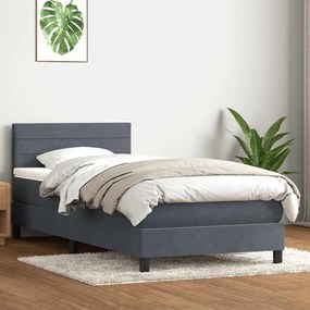 Box Spring Κρεβάτι με στρώμα Σκούρο γκρι 80x210 εκ. Βελούδινο - Γκρι