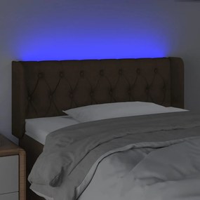 vidaXL Κεφαλάρι Κρεβατιού LED Σκούρο Καφέ 93x16x78/88 εκ. Υφασμάτινο