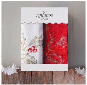 ΣΕΤ ΠΕΤΣΕΤΕΣ ΧΕΡΙΩΝ 2 ΤΜΧ ΚΟΥΤΙ RYTHMOS CHRISTMAS TERRY GIFT SET (3) ΓΚΙ 2(30X50) ΚΟΚΚΙΝΟ-ΛΕΥΚΟ