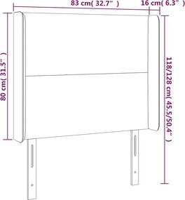 vidaXL Κεφαλάρι Κρεβατιού LED Λευκό 83x16x118/128 εκ.Συνθετ. Δέρμα