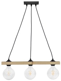 Φωτιστικό Οροφής Τρίφωτο Heronia Raga Wood 31-1221 Black/Natural
