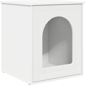 vidaXL Σπίτι Γάτας Λευκό 53 x 52 x 62 εκ Επεξεργασμένο ξύλο