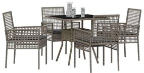vidaXL Σέτ φαγητού για κήπο 5 pcs Γκρι Πολυ ράταν