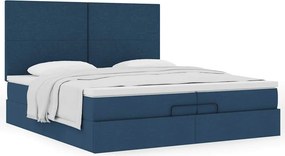 vidaXL Οθωμανικό κρεβάτι με στρώματα μπλε 200x200cm ύφασμα