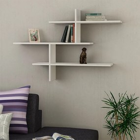 Ραφιέρα τοίχου Leo Megapap χρώμα λευκό 123x22x80εκ.