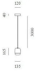 Κρεμαστό Φωτιστικό Οροφής LED 4,2W Dimmable Triac Φυσητό Γυαλί Βάση 4cm Gong Mini S1 Prandina-1A63002113005-Μαύρο 1A63002113005