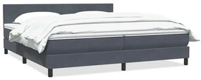 vidaXL Κρεβάτι Boxspring με Στρώμα Σκούρο Γκρι 180x210 εκ. Βελούδινο