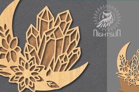 Σετ των 2 Intra απο ξύλο plywood 3mm-4mm πάχος - Διακόσμηση Chrystal Moon Cut Laser 4 Δίασταση 20x20 cm INTRAFABR-122555908