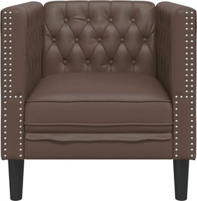 vidaXL Πολυθρόνα Chesterfield Καφέ από Συνθετικό Δέρμα