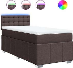 vidaXL Κρεβάτι Boxspring με Στρώμα Σκούρο Καφέ 100x200 εκ. Υφασμάτινο