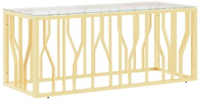 vidaXL Τραπέζι Σαλονιού 110x45x45 εκ. από Ανοξ. Ατσάλι και Γυαλί