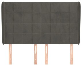 Κεφαλάρι με Πτερύγια Σκούρο Γκρι 147x23x118/128 εκ. Βελούδινο - Γκρι