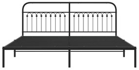 vidaXL Πλαίσιο Κρεβατιού με Κεφαλάρι Μαύρο 193 x 203 εκ. Μεταλλικό