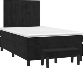 vidaXL Κρεβάτι Boxspring με Στρώμα Μαύρο 120 x 200 εκ. Βελούδινο