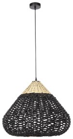 CEILING PENDANT LAMP  PAPER ROPE ΙΝ BEIGE AND BLACK Φ55,5x44Hcm. 55.5x55.5x140 εκ.