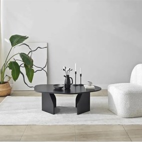 Stewehome Τραπέζι σαλονιού μοντέρνο οβάλ Μαύρο 70x70x35 cm