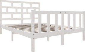 vidaXL Πλαίσιο Κρεβατιού Λευκό 135 x 190 εκ. Μασίφ Πεύκο Double