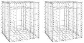 vidaXL Συρματοκιβώτια Στύλοι 2 τεμ. 50 x 50 x 60 εκ. Σιδερένιοι