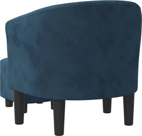 vidaXL Πολυθρόνα Μπάρελ με Υποπόδιο Σκούρο Μπλε Βελούδινη