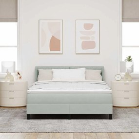 vidaXL κρεβάτι box spring με μαξιλάρι  ανοιχτό γκρι 140x190 εκ. βελούδο
