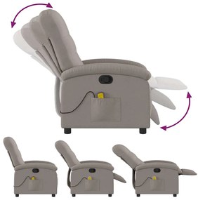 vidaXL Πολυθρόνα Μασάζ Ανακλινόμενη Taupe Υφασμάτινη