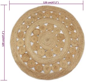 vidaXL Χαλί Πλεκτό Στρογγυλό Σχέδιο 120 εκ. από Γιούτα