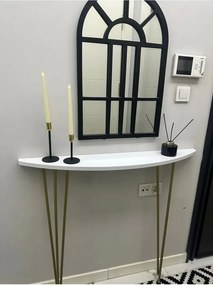 Stewehome Οβάλ κονσόλα με μισοφέγγαρο σχήμα και χρυσά πόδια 18x86x86 cm