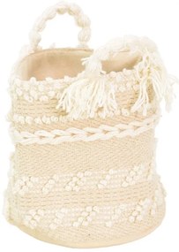 Διακοσμητικό καλάθι Fombra Inart βαμβάκι-woven σε εκρού απόχρωση Φ25x25εκ 25x25x25 εκ.